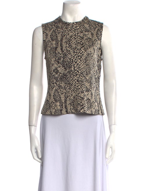 St. John Animal Print Crew Neck Top