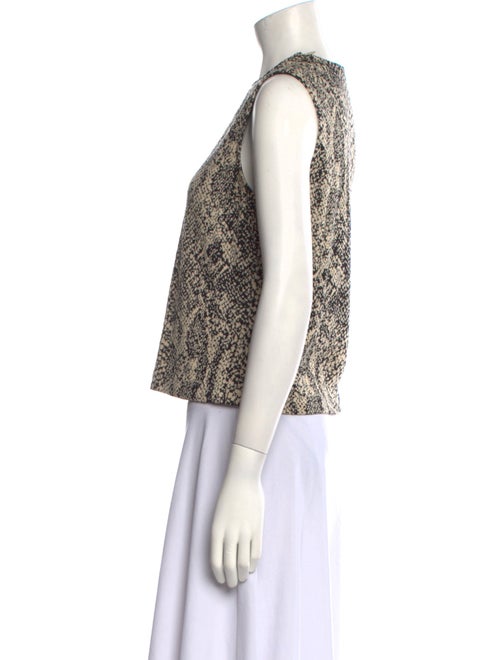 St. John Animal Print Crew Neck Top