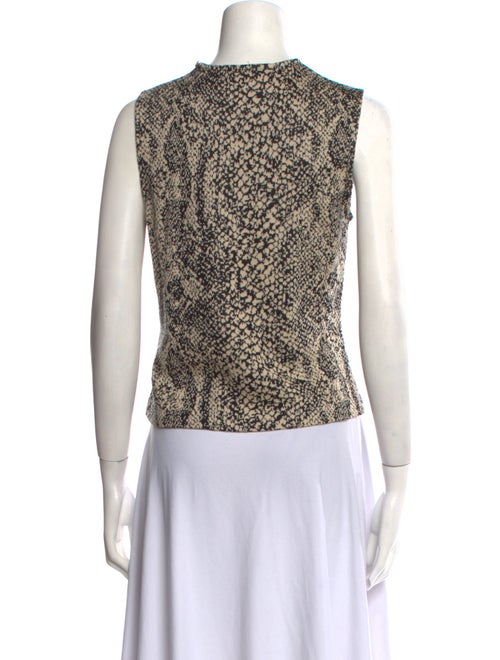 St. John Animal Print Crew Neck Top