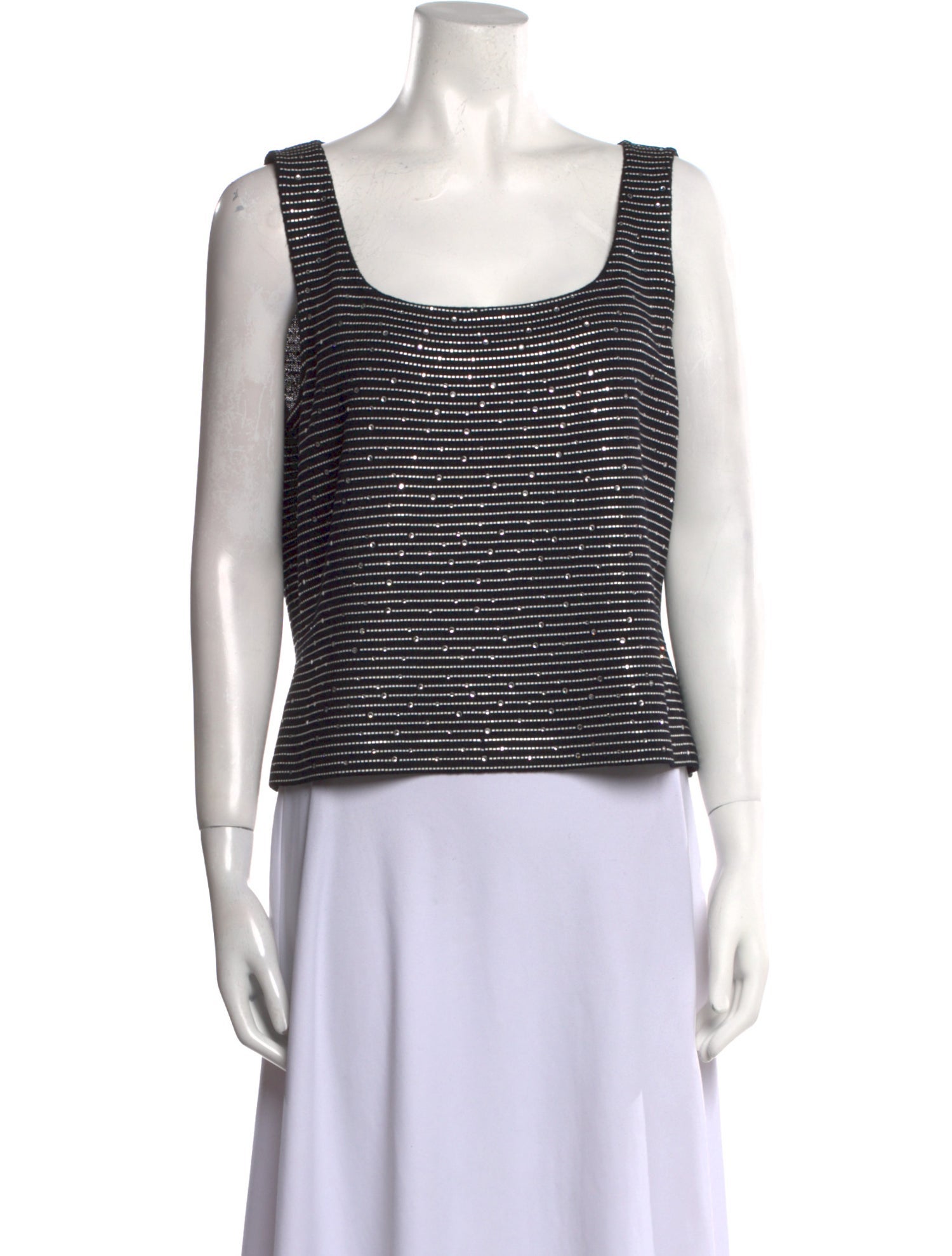 St. John Striped Square Neckline Top