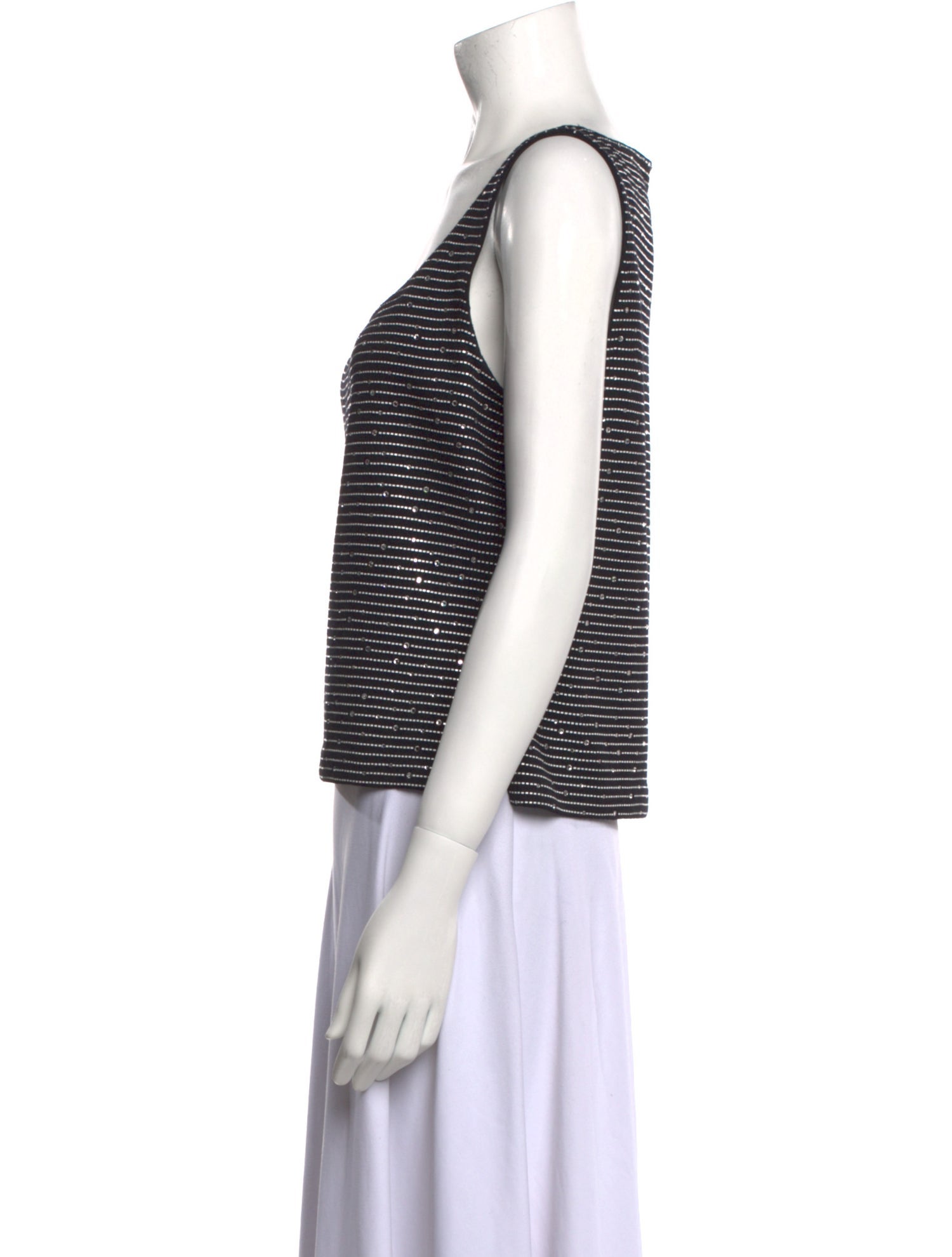 St. John Striped Square Neckline Top