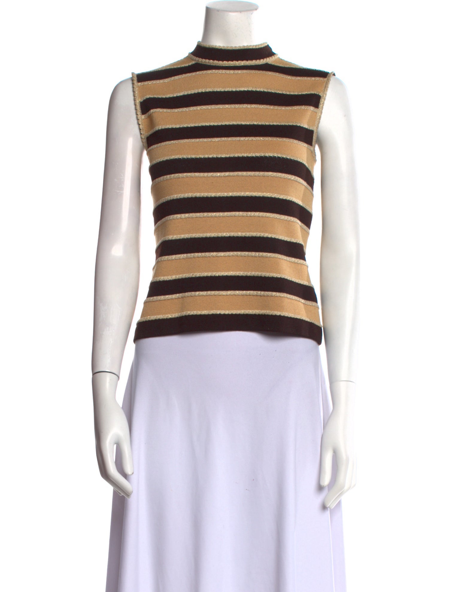 St. John Striped Turtleneck Crop Top