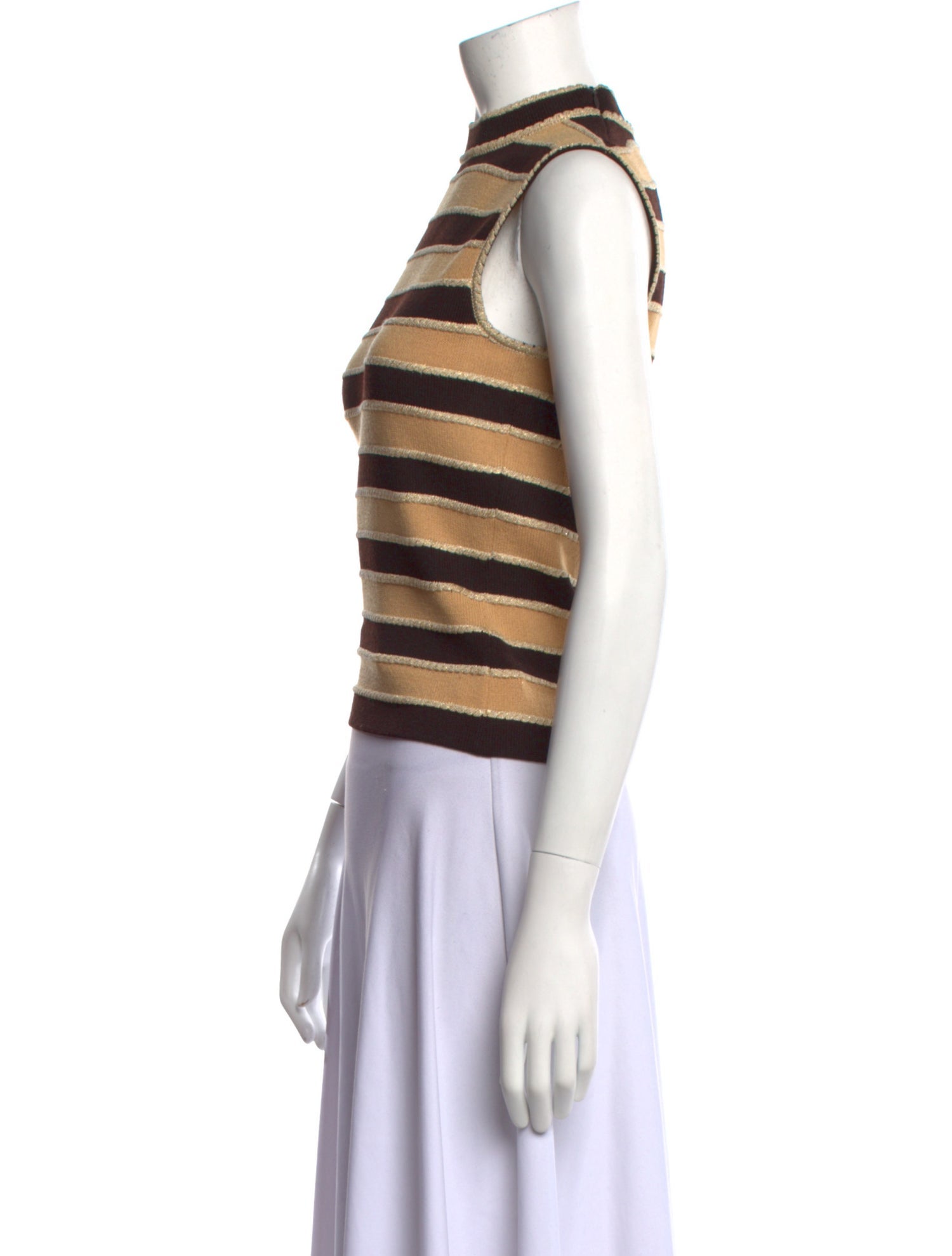 St. John Striped Turtleneck Crop Top