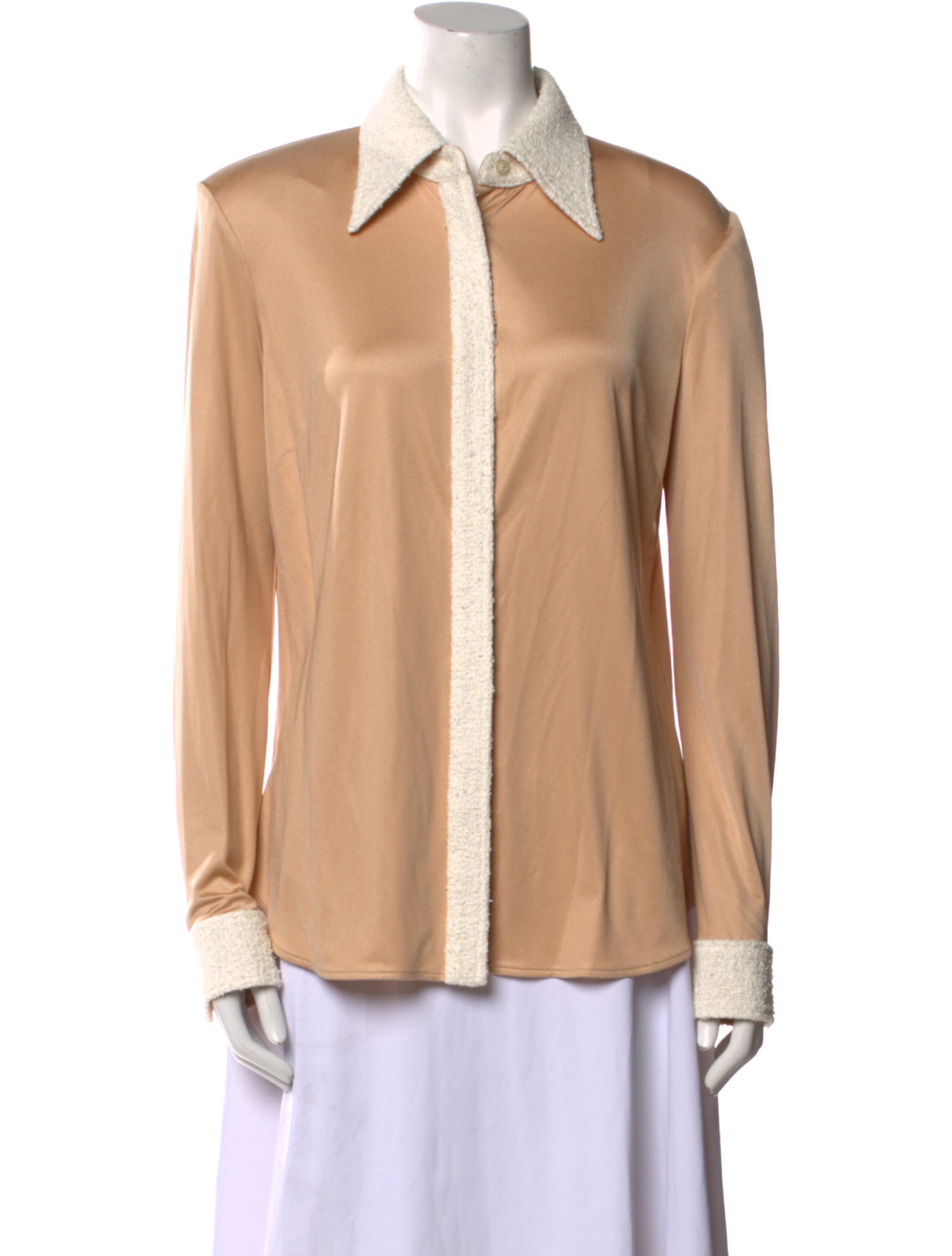 St. John Silk Long Sleeve Button-Up Top