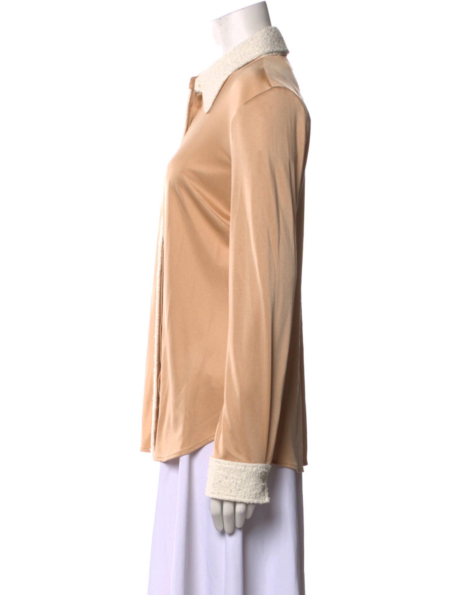 St. John Silk Long Sleeve Button-Up Top