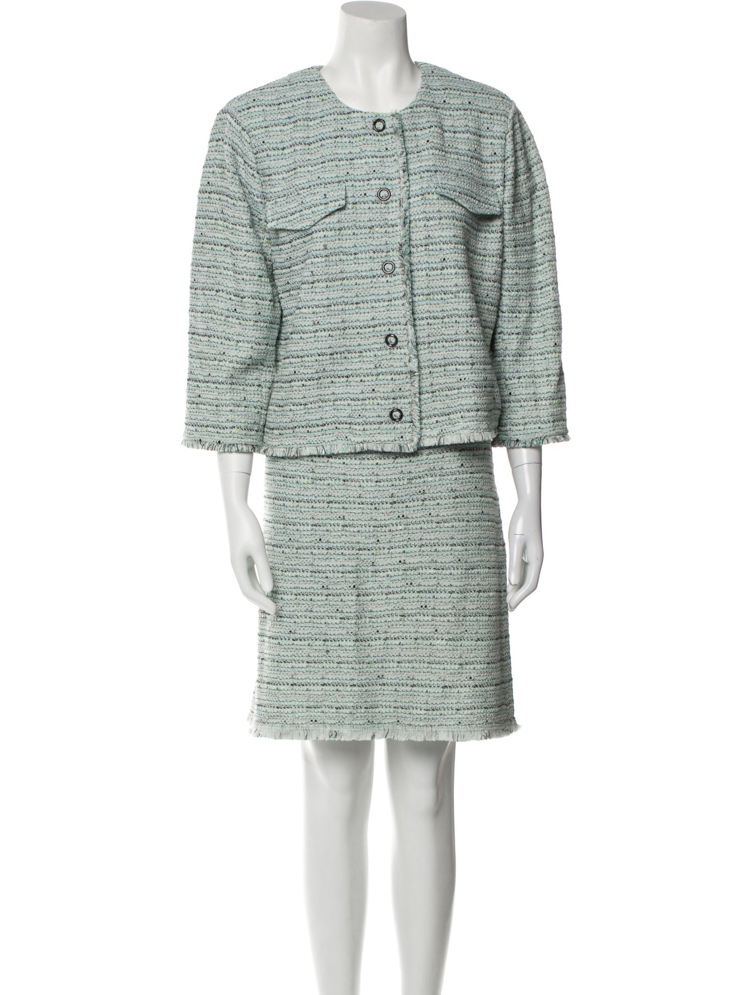 St. John Tweed Pattern Skirt Suit