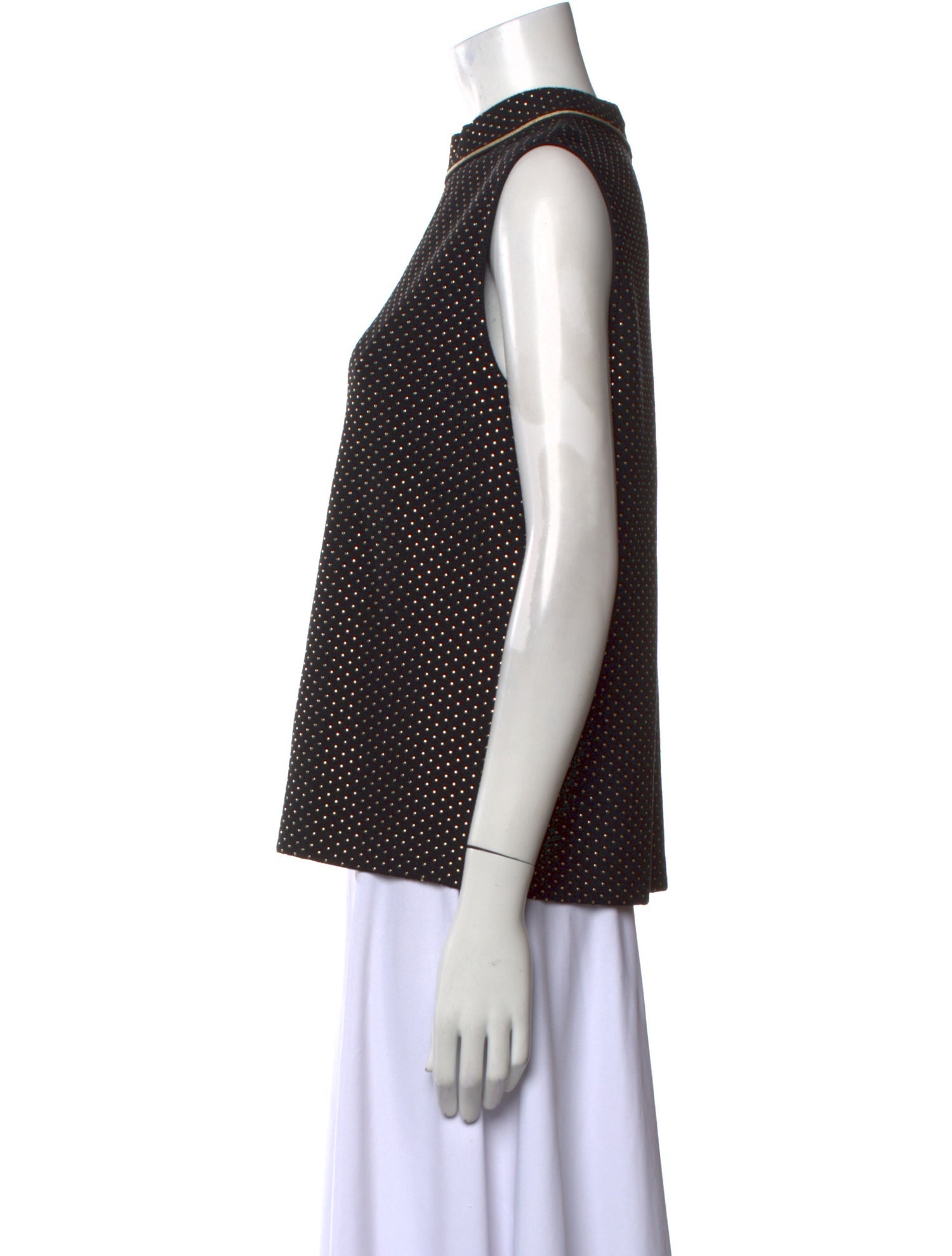 St. John Polka Dot Print Mock Neck Top