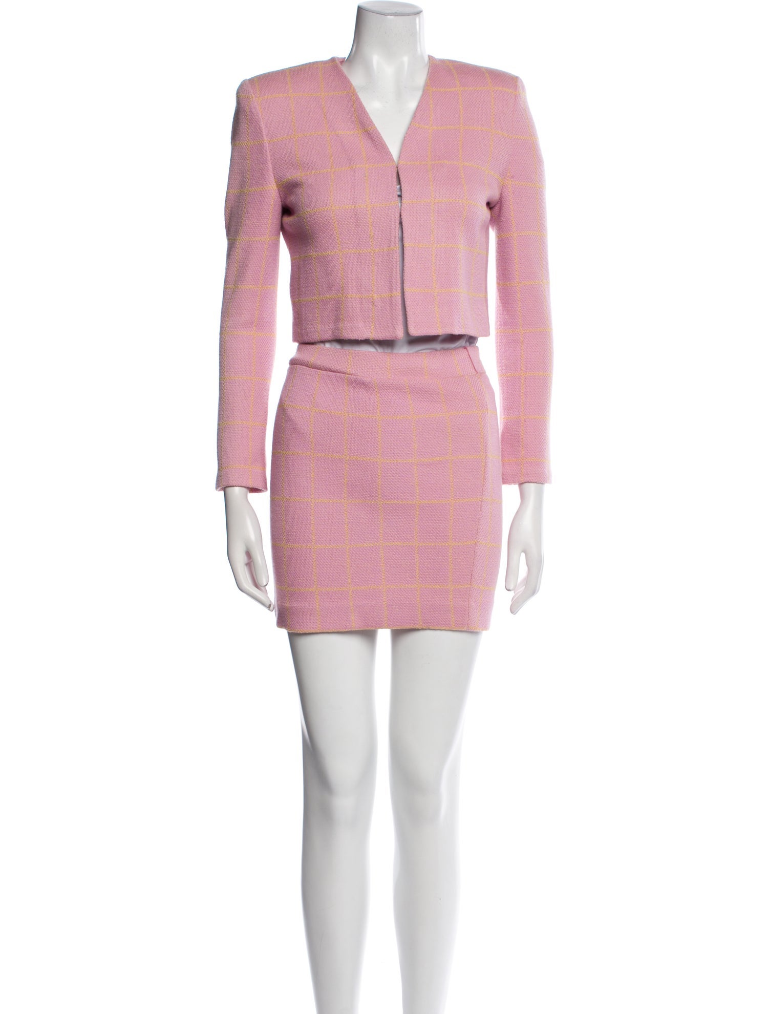 St. John Wool Plaid Print Skirt Suit