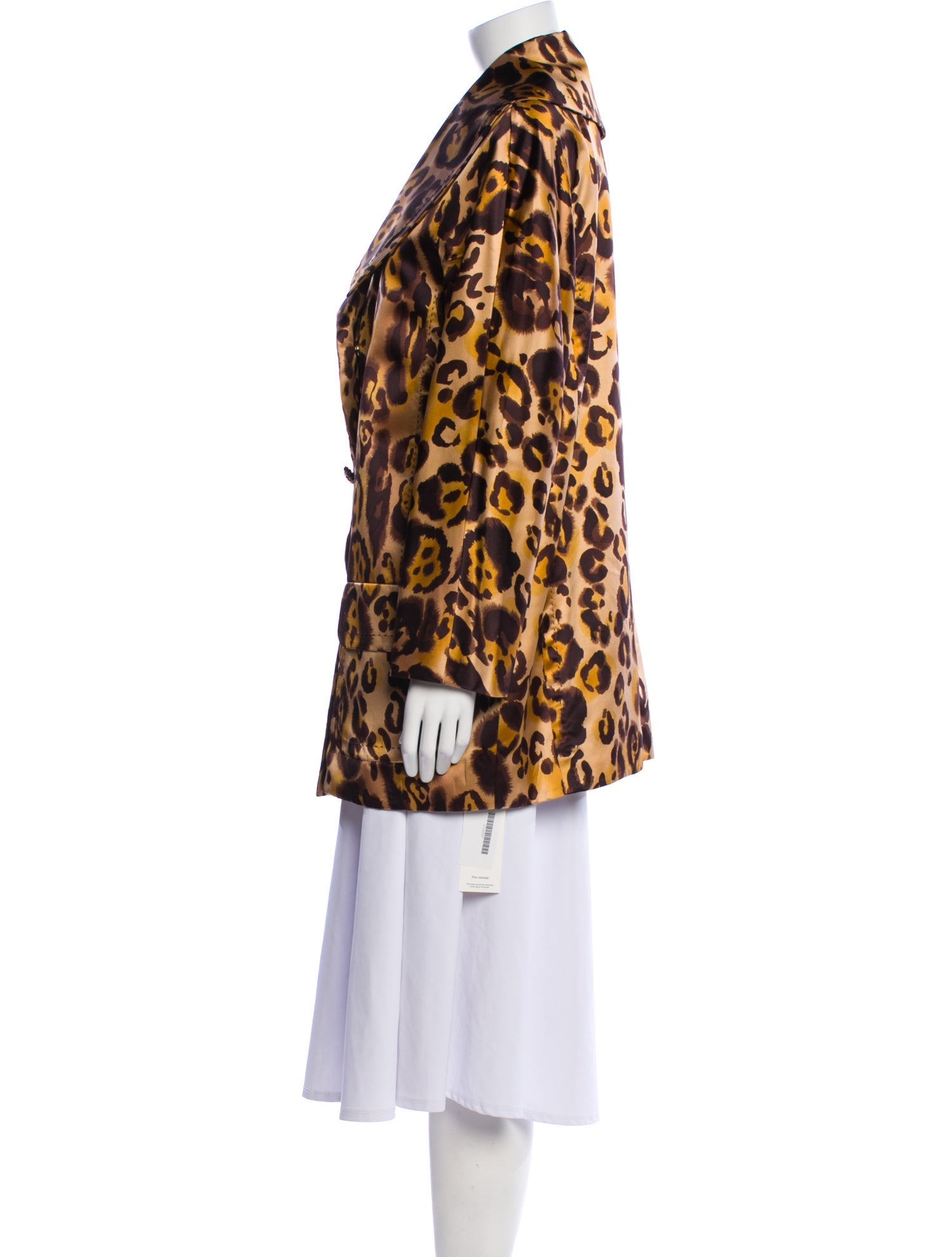 St. John Silk Animal Print Faux Fur Jacket