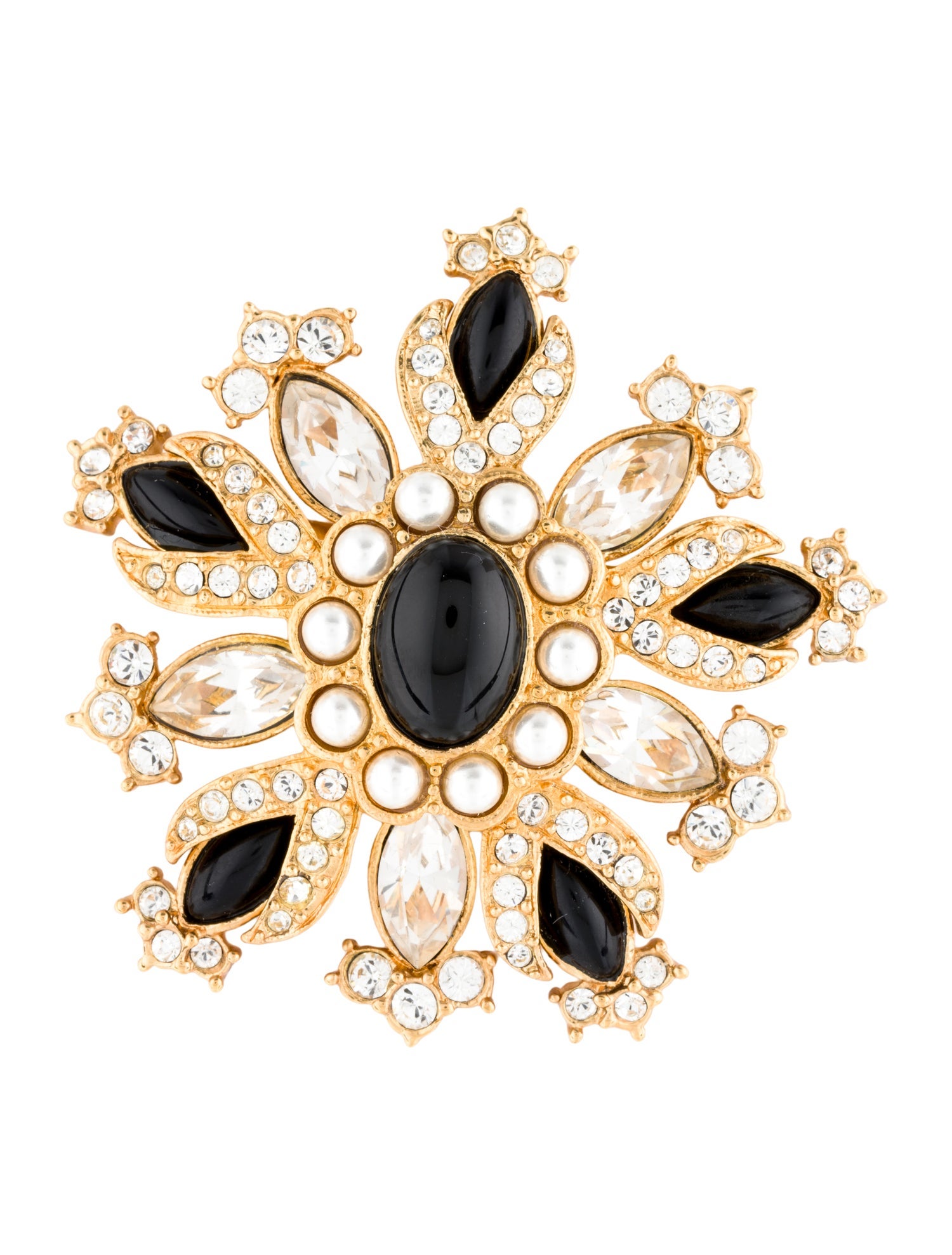 St. John Faux Pearl, Crystal & Resin Pendant Brooch