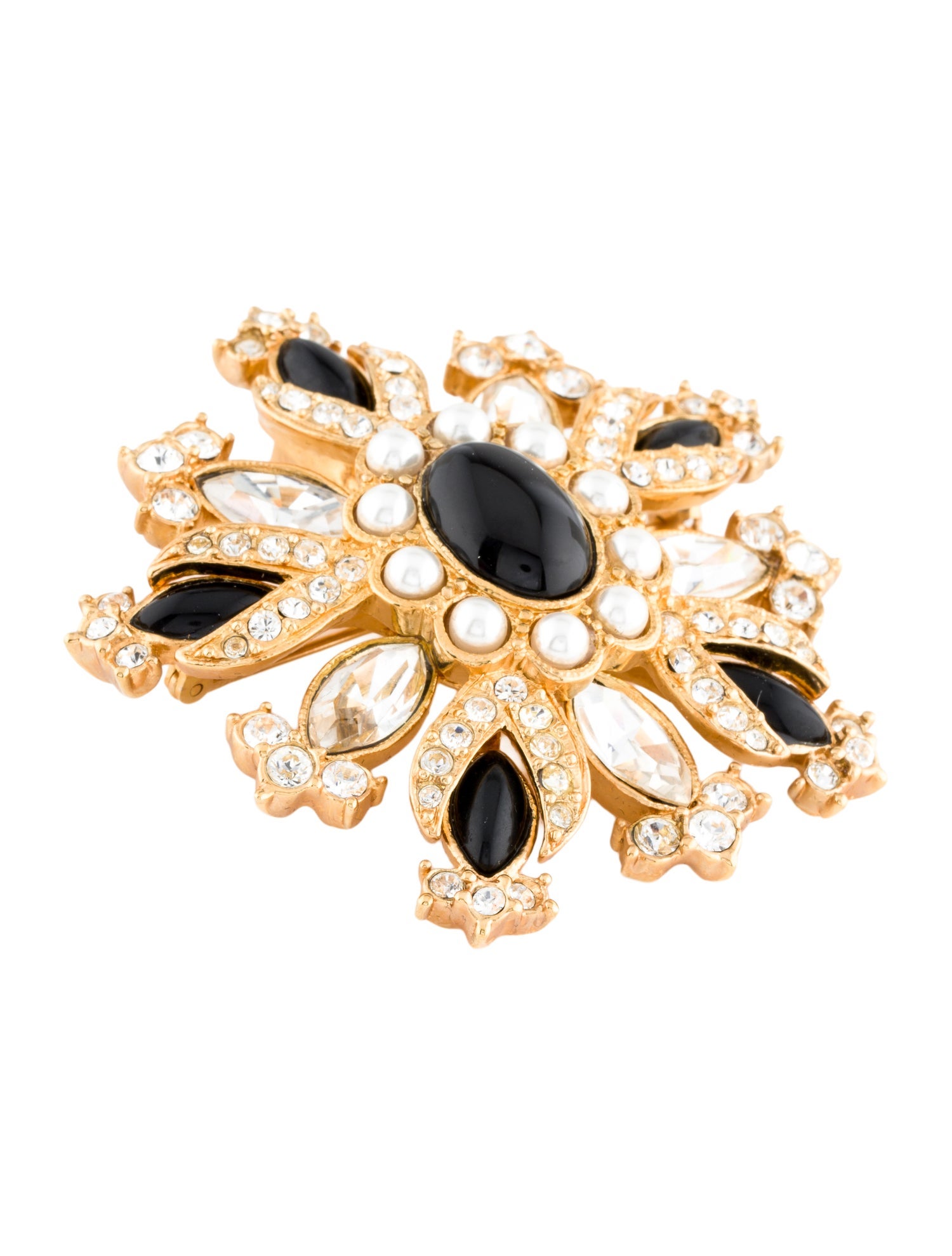 St. John Faux Pearl, Crystal & Resin Pendant Brooch