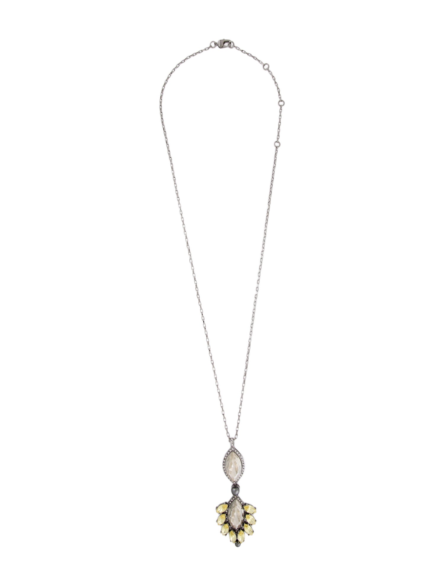 St. John Faux Pearl & Crystal Pendant Necklace