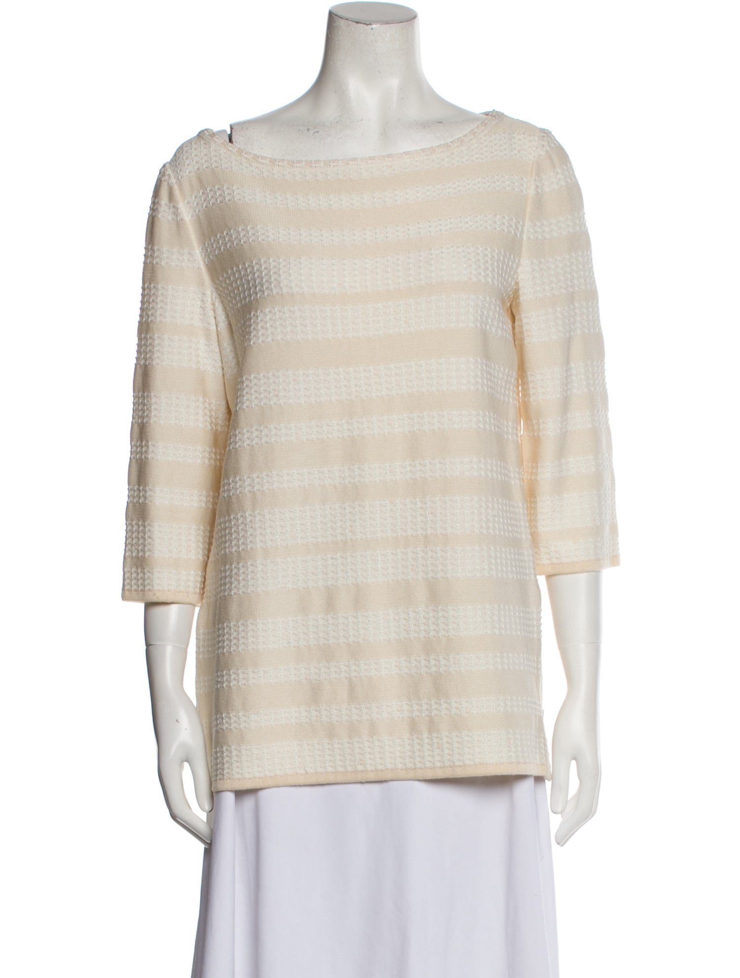St. John Striped Bateau Neckline Sweater