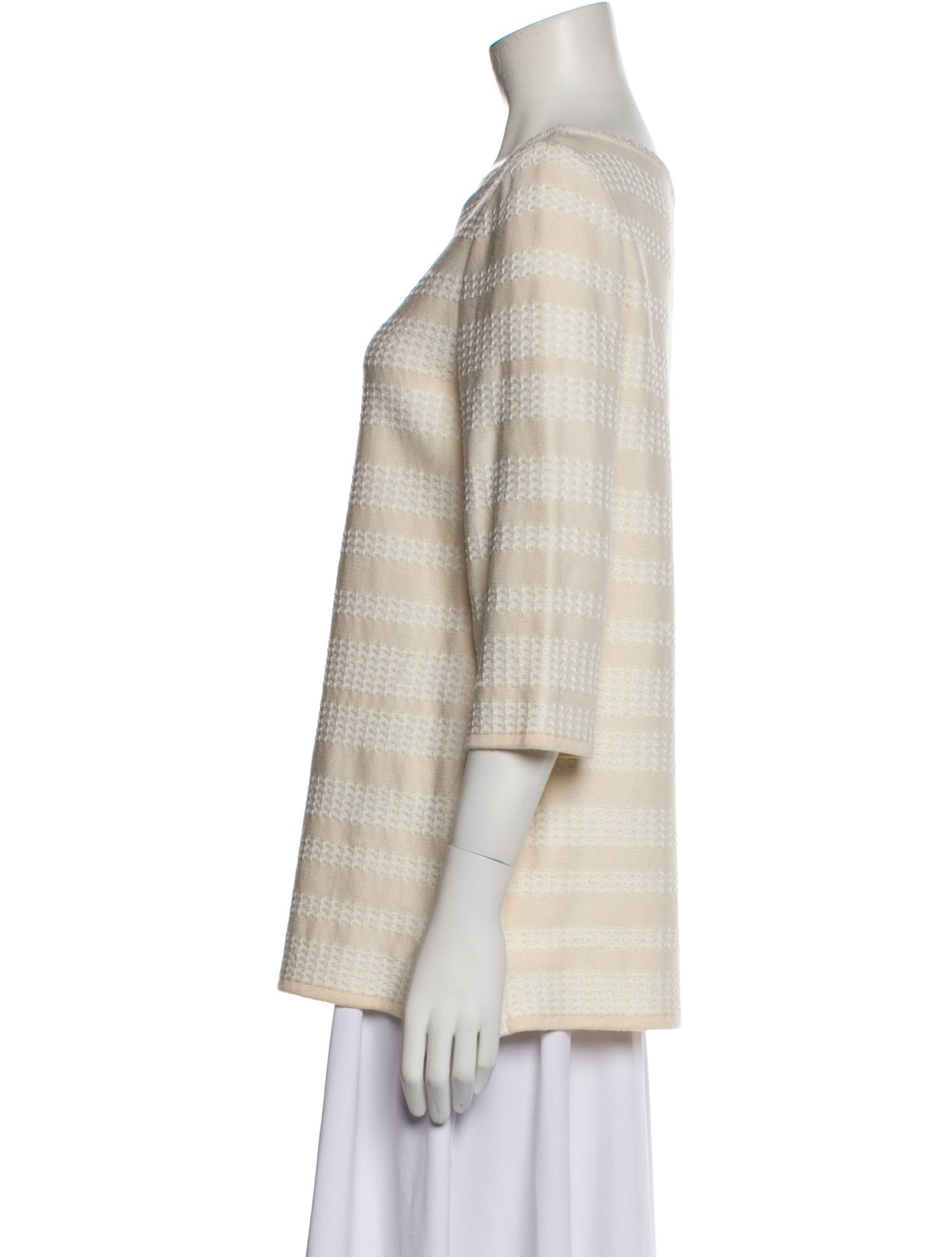 St. John Striped Bateau Neckline Sweater