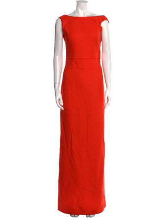 St. John Bateau Neckline Long Dress