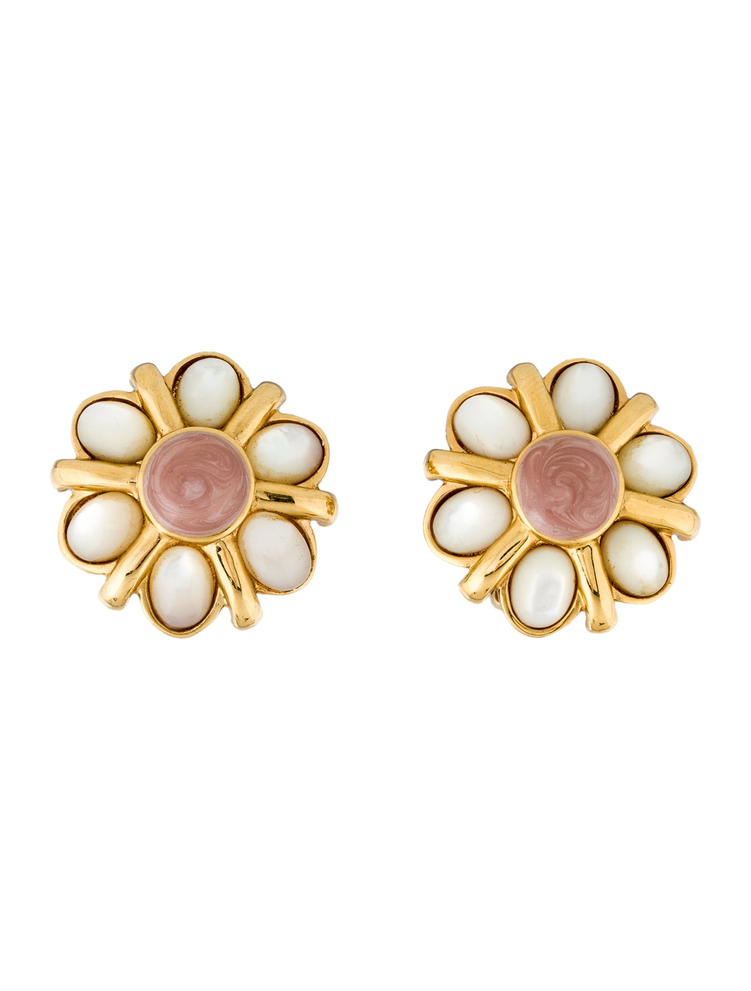 St. John Resin Flower Clip-On Earrings