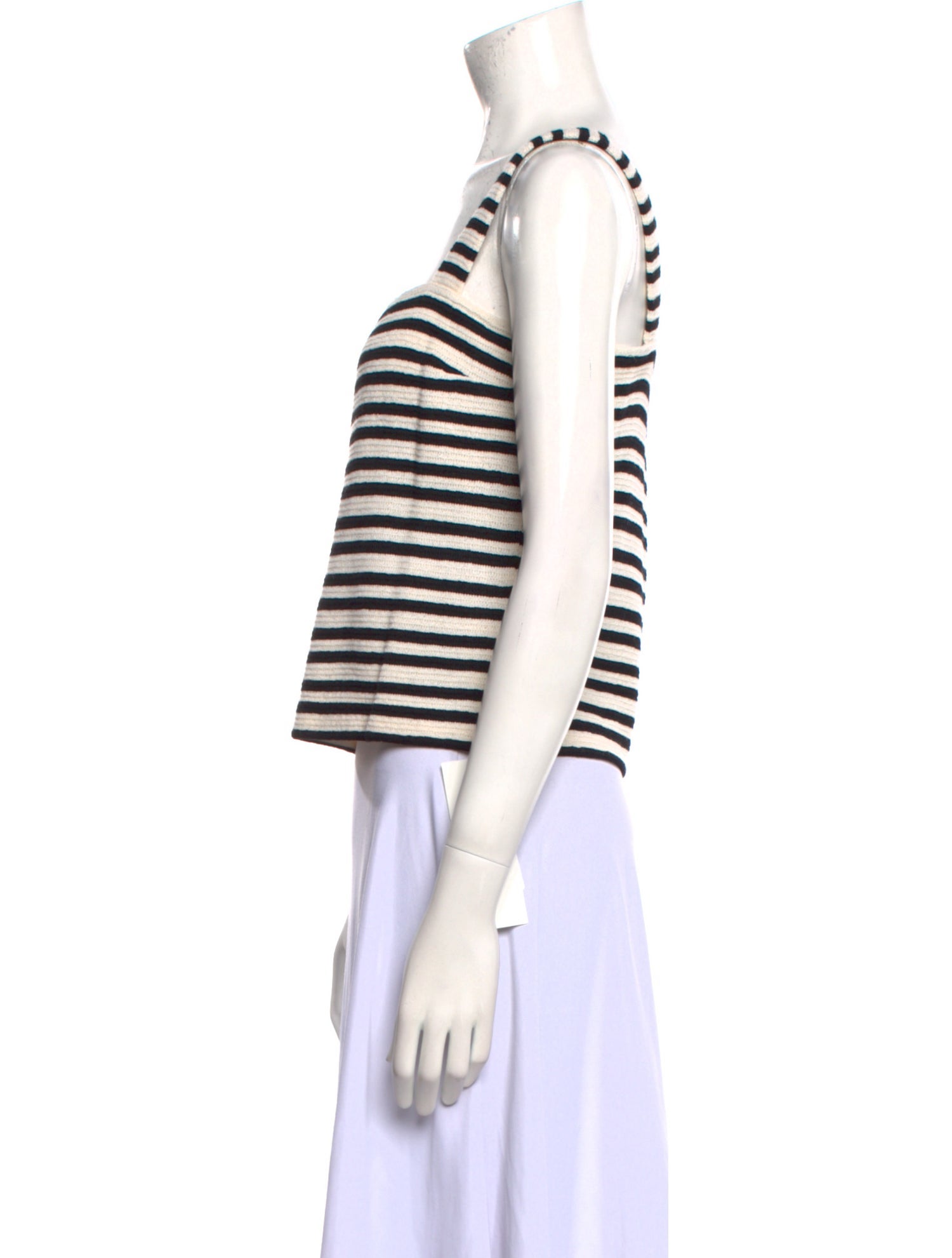 St. John Striped Square Neckline Crop Top