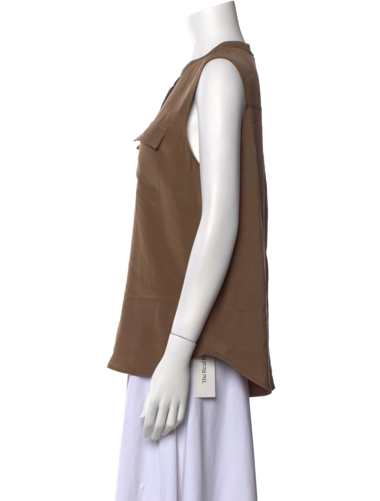 St. John Silk Crew Neck Button-Up Top