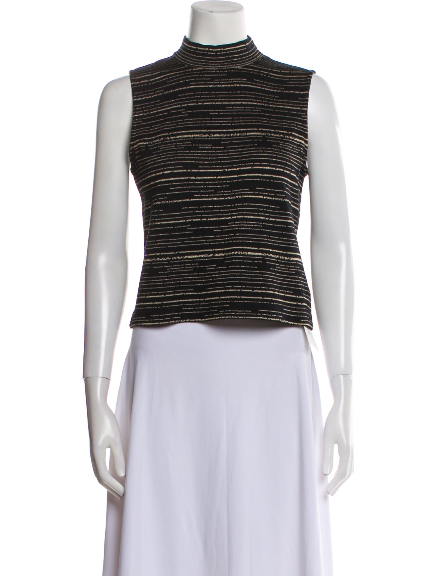 St. John Striped Mock Neck Crop Top