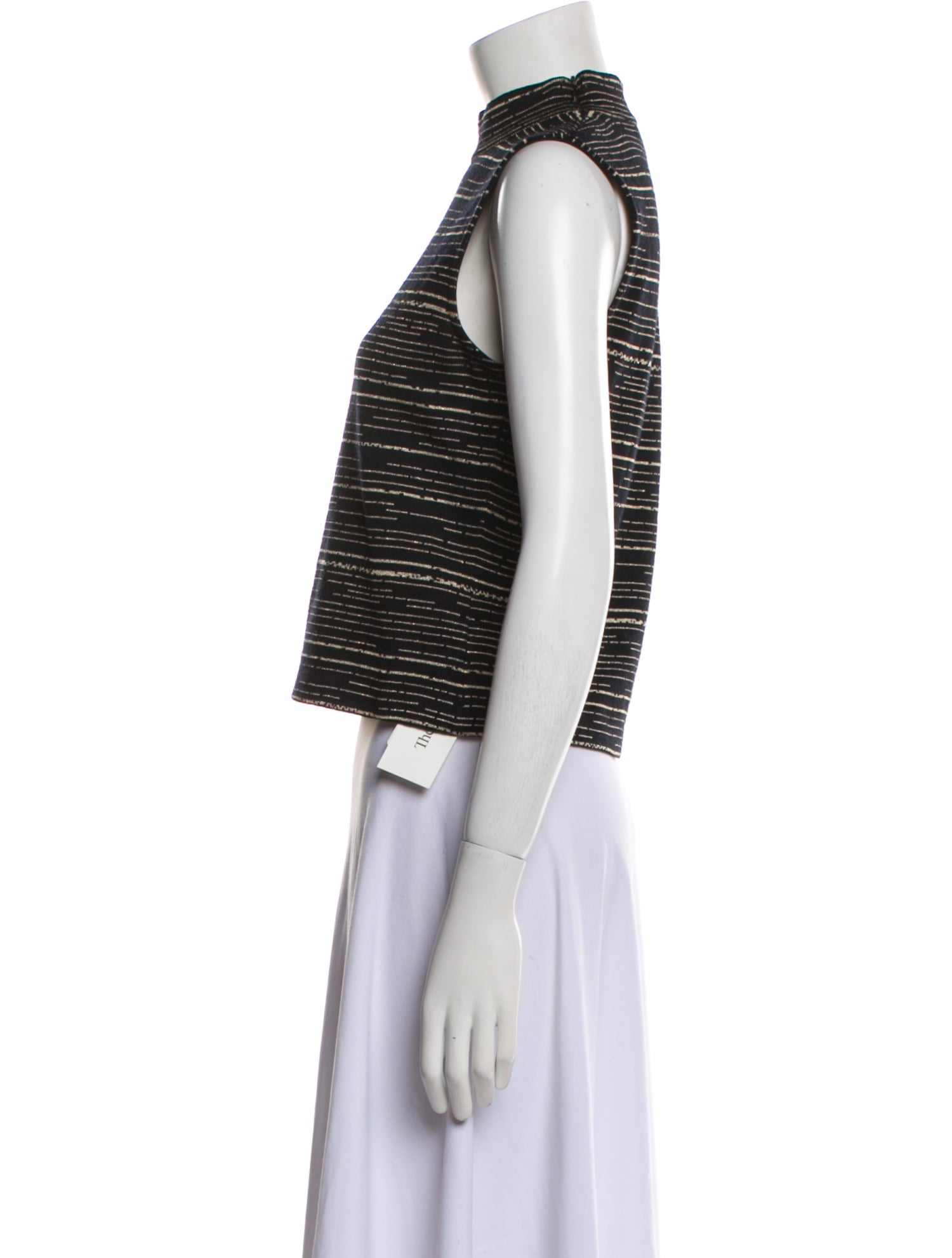 St. John Striped Mock Neck Crop Top