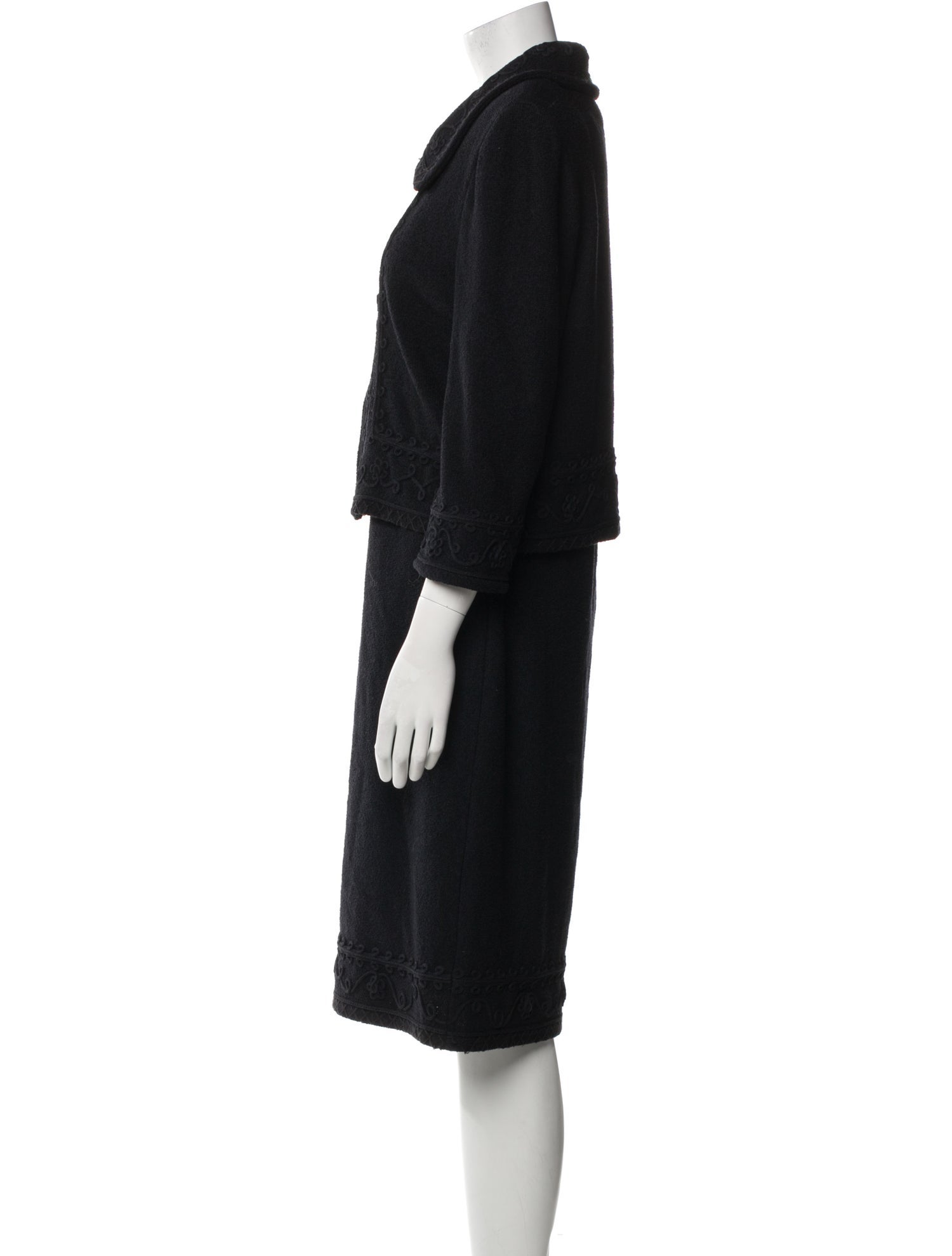 St. John Wool Crystal Embellishments Dress Set