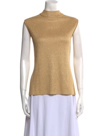St. John Mock Neck Sleeveless Top