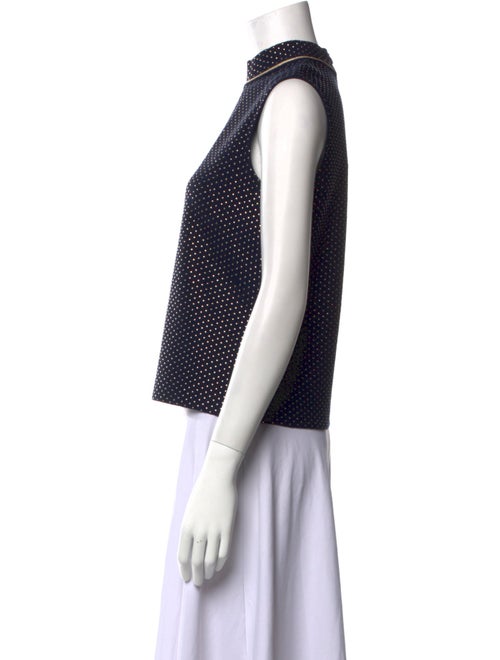 St. John Polka Dot Print Mock Neck Crop Top