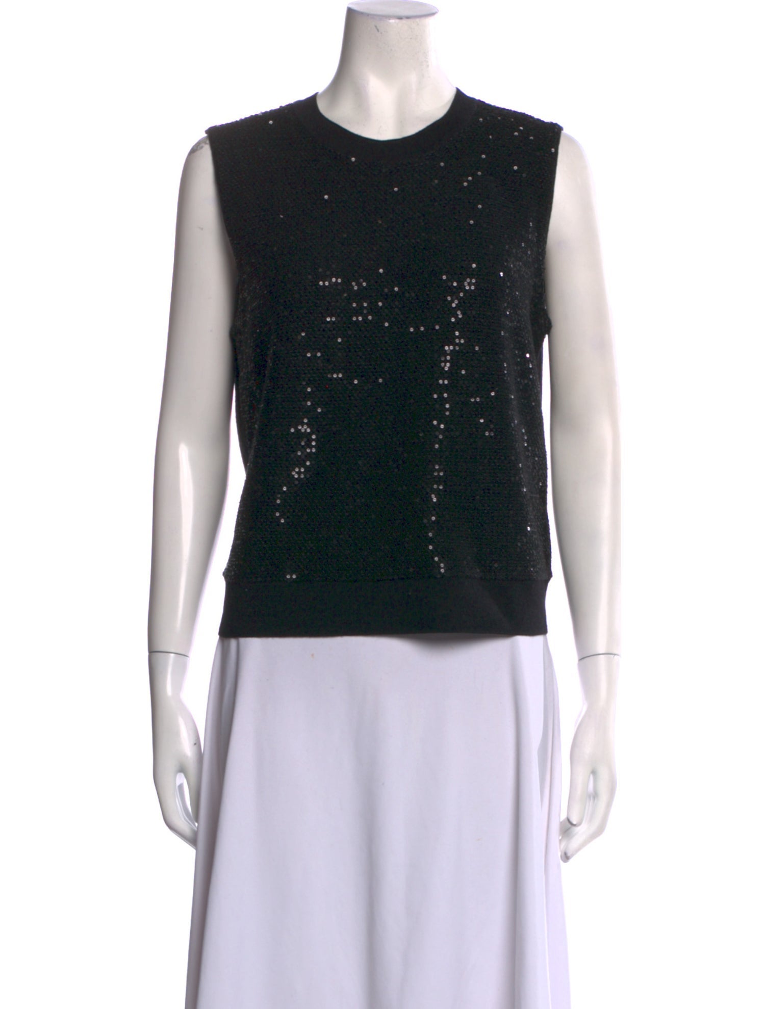 St. John Crew Neck Sleeveless Top