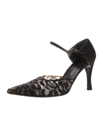 St. John Floral Print Crystal Embellishments D'Orsay Pumps