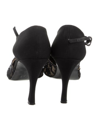 St. John Floral Print Crystal Embellishments D'Orsay Pumps