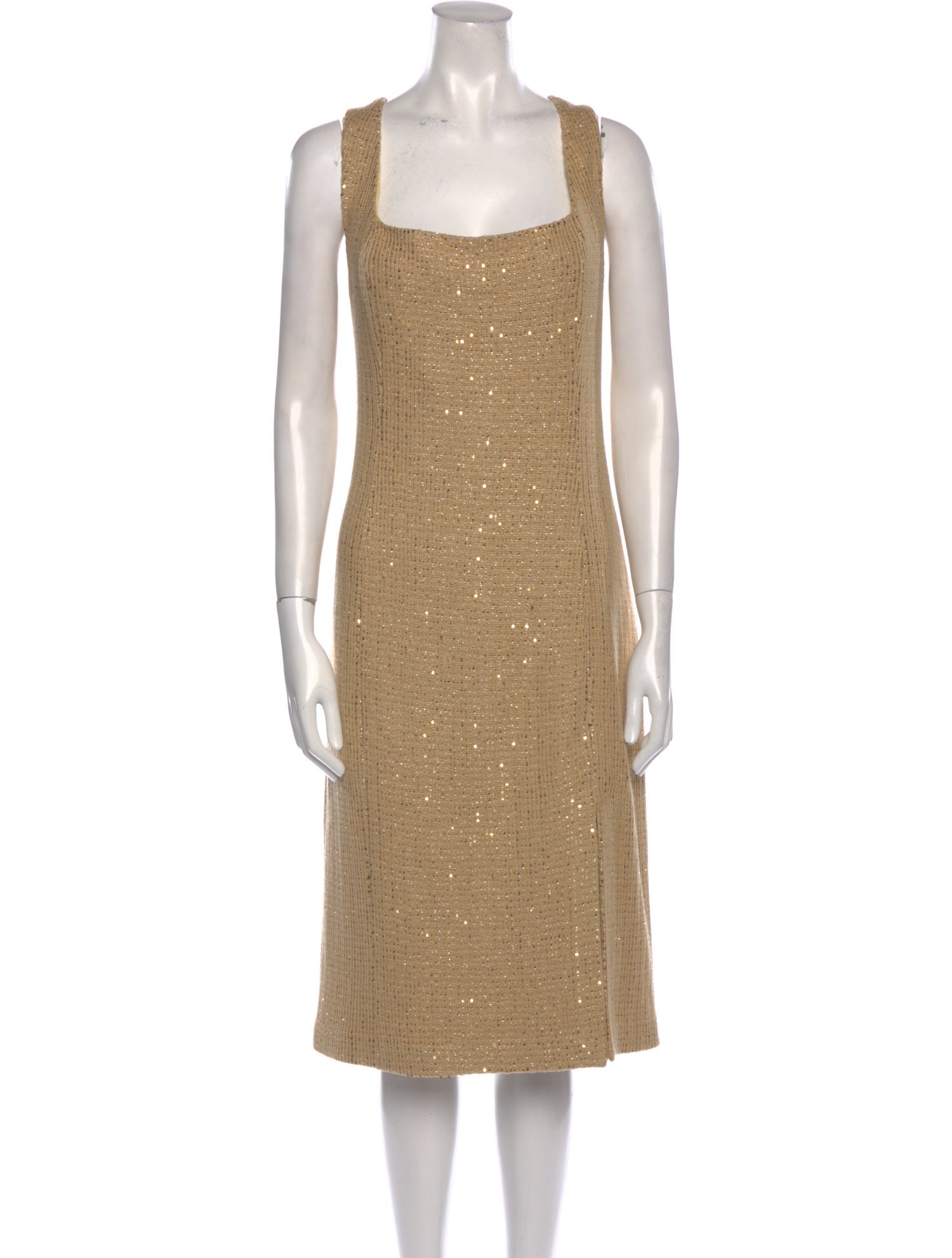 St. John Square Neckline Midi Length Dress