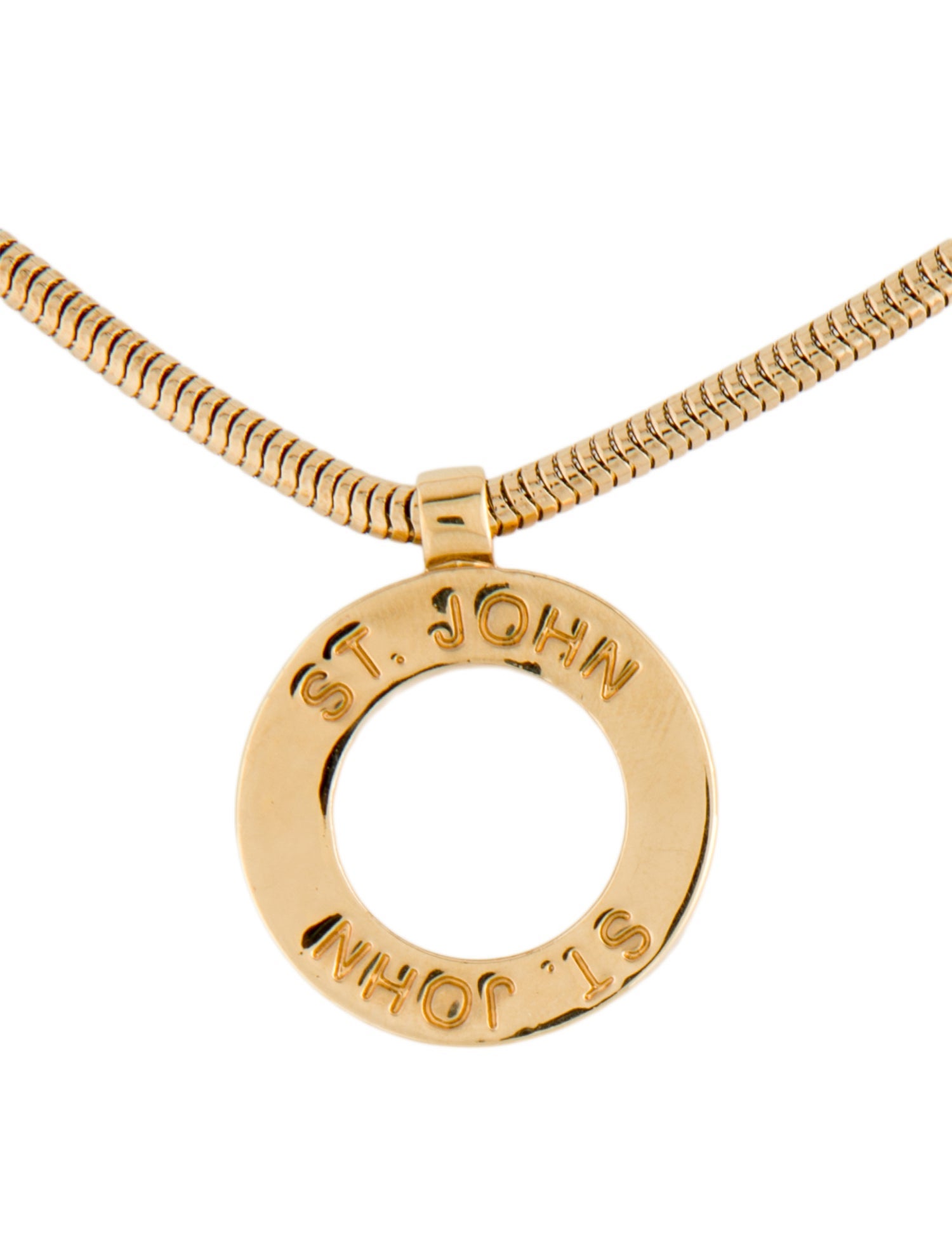 St. John Logo Circle Pendant Necklace