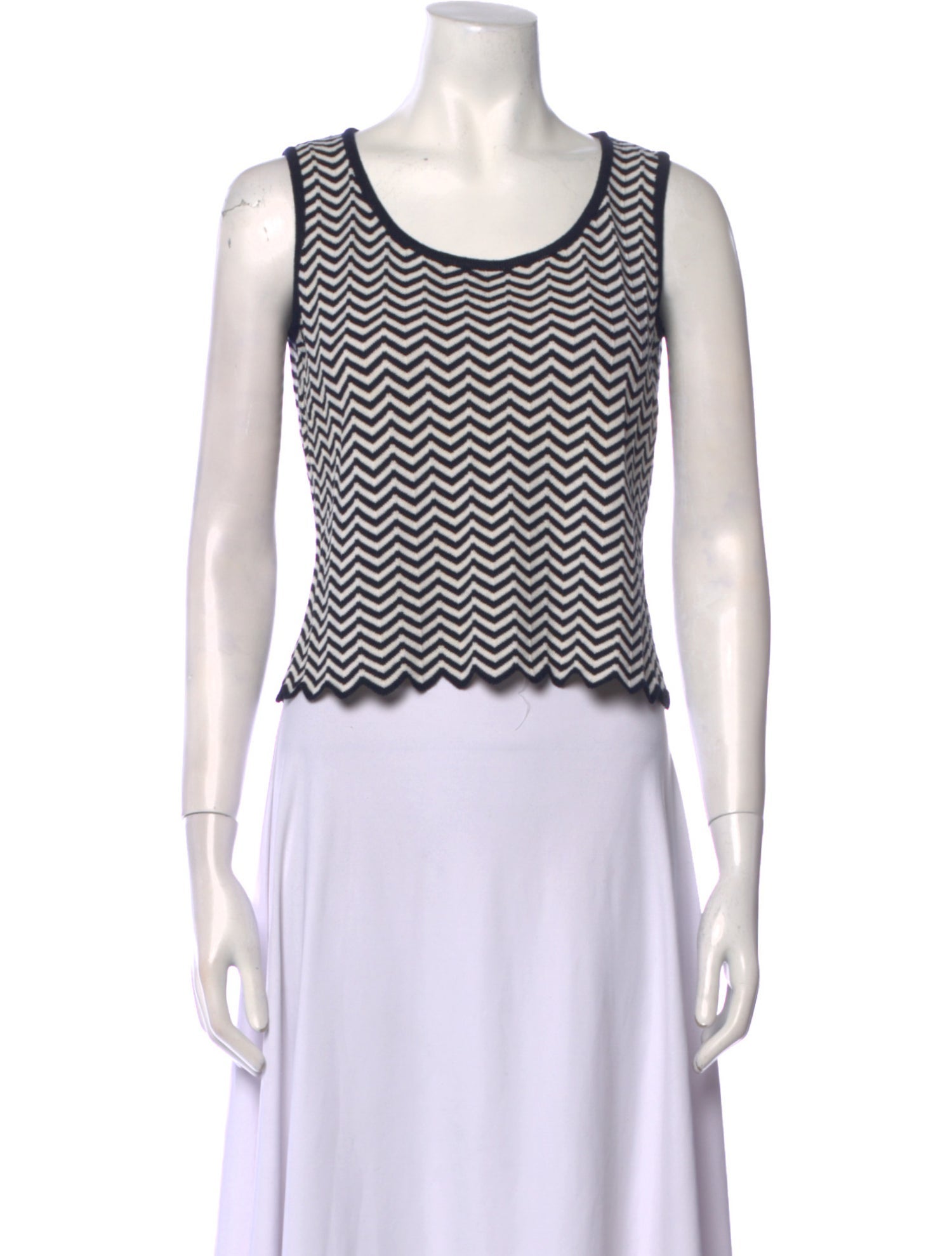 St. John Striped Scoop Neck Crop Top