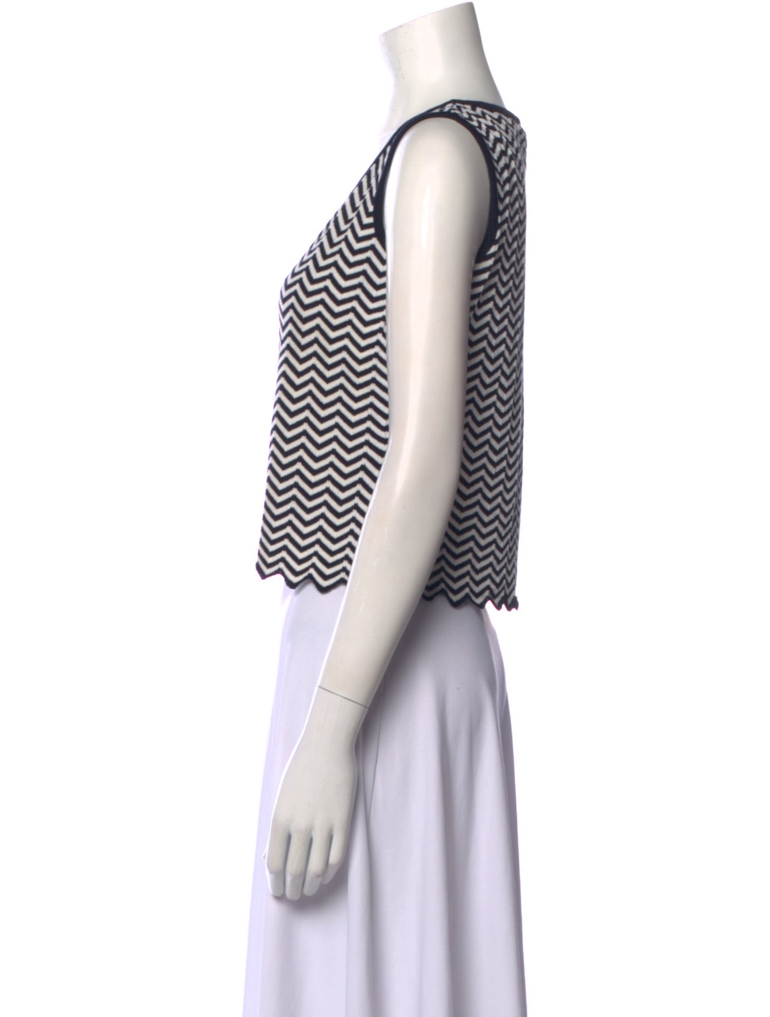 St. John Striped Scoop Neck Crop Top