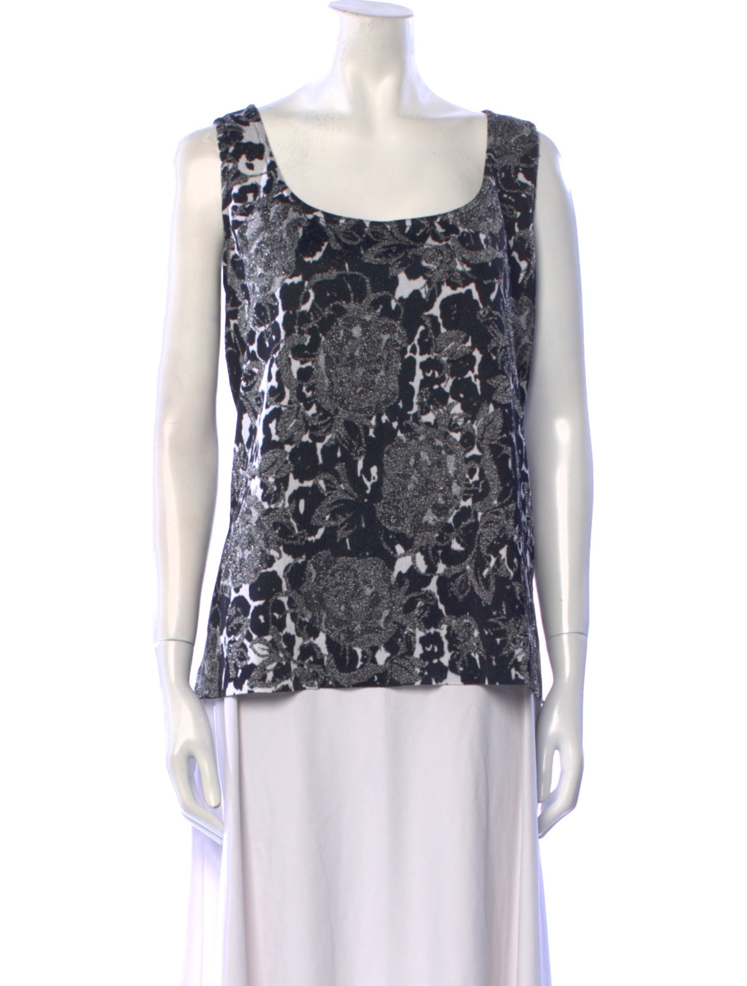 St. John Printed Scoop Neck Top