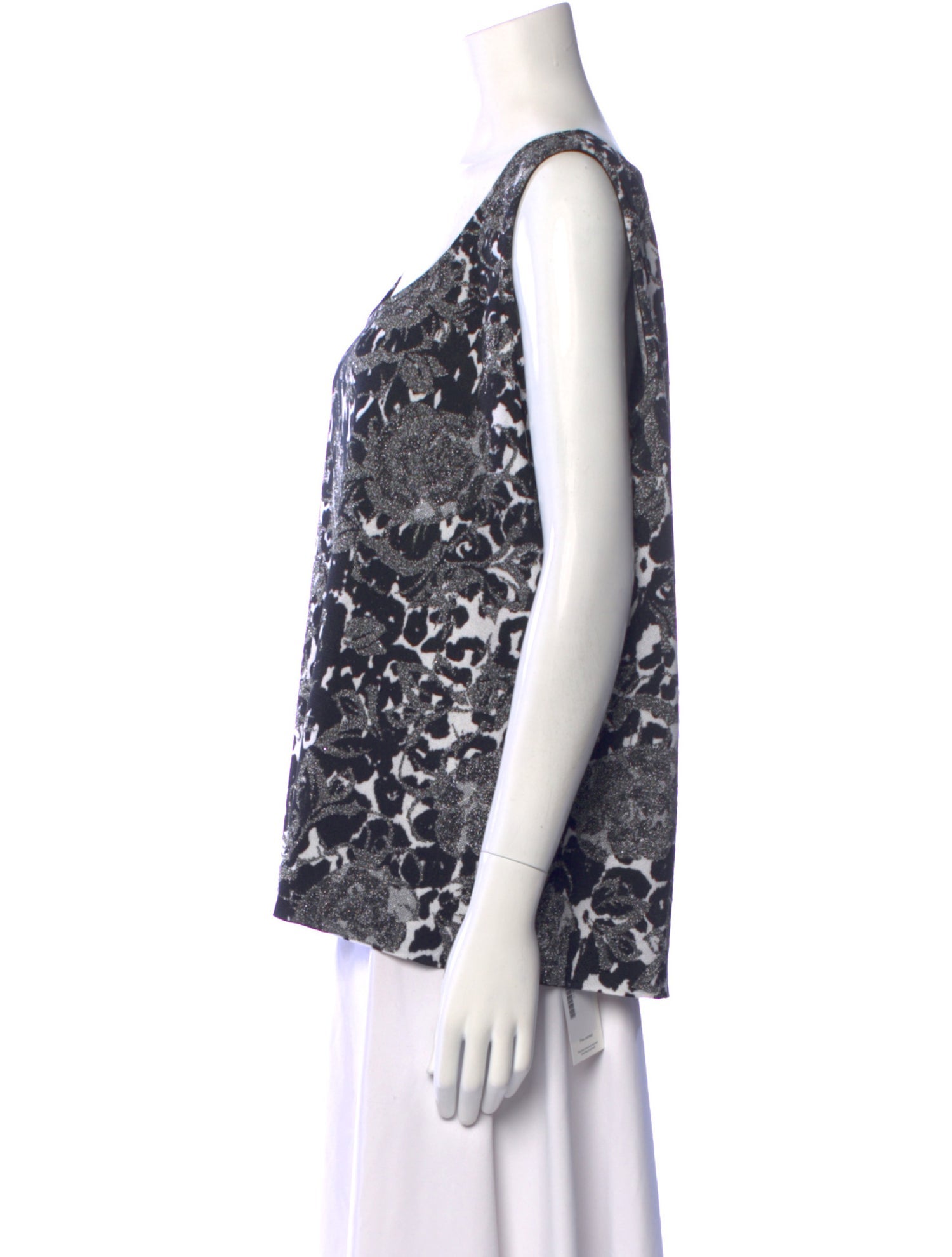 St. John Printed Scoop Neck Top