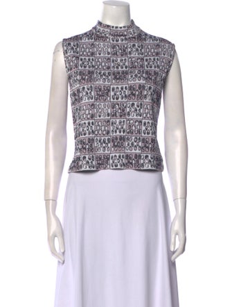 St. John Printed Mock Neck Crop Top