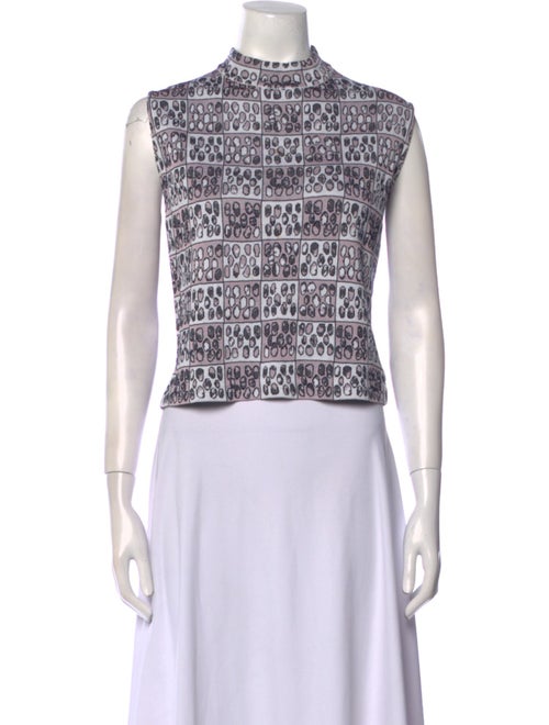 St. John Printed Mock Neck Crop Top