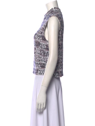 St. John Printed Mock Neck Crop Top