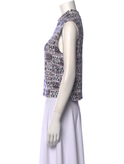 St. John Printed Mock Neck Crop Top