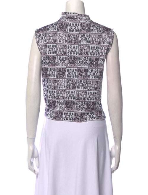 St. John Printed Mock Neck Crop Top