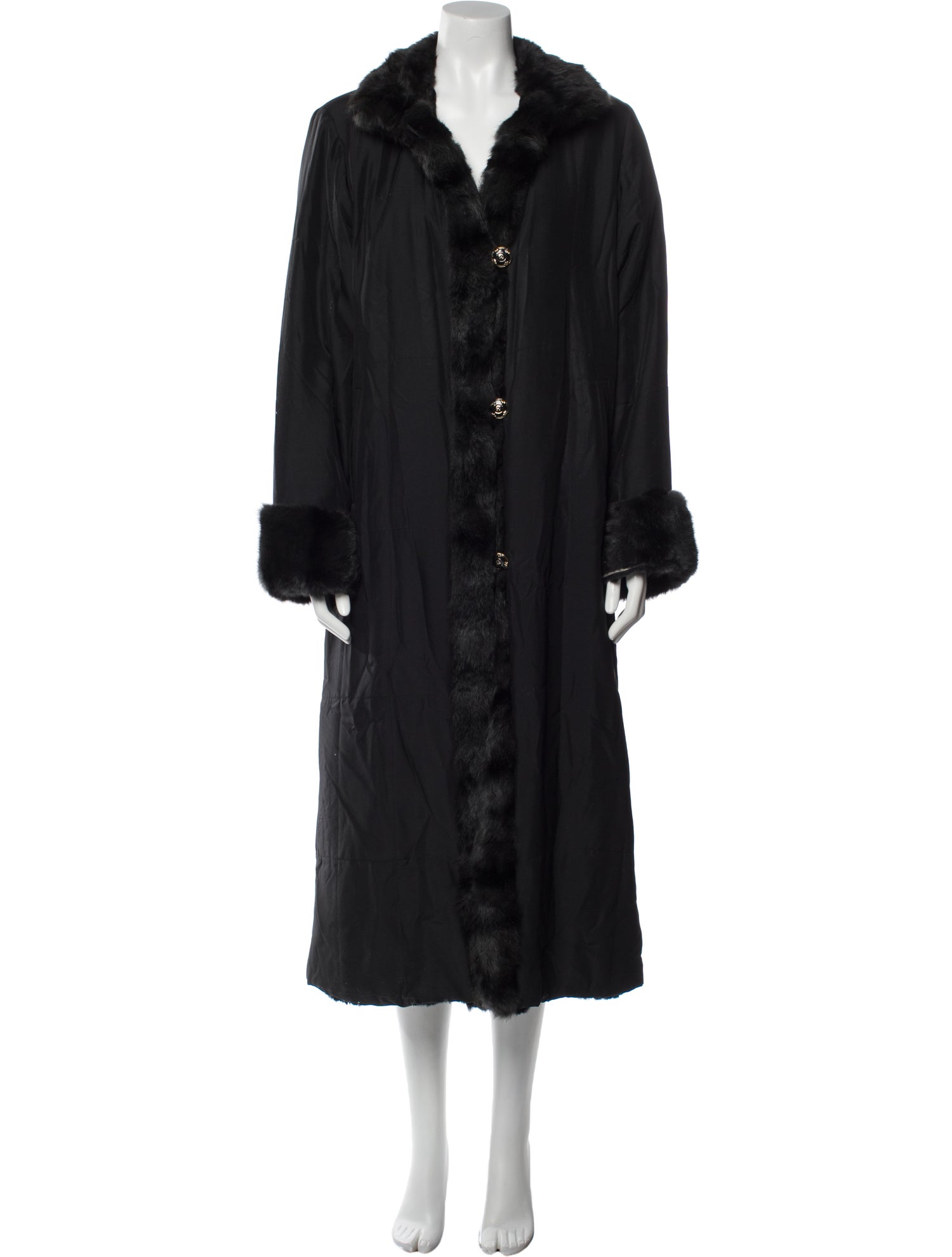 St. John Silk Faux Fur Coat