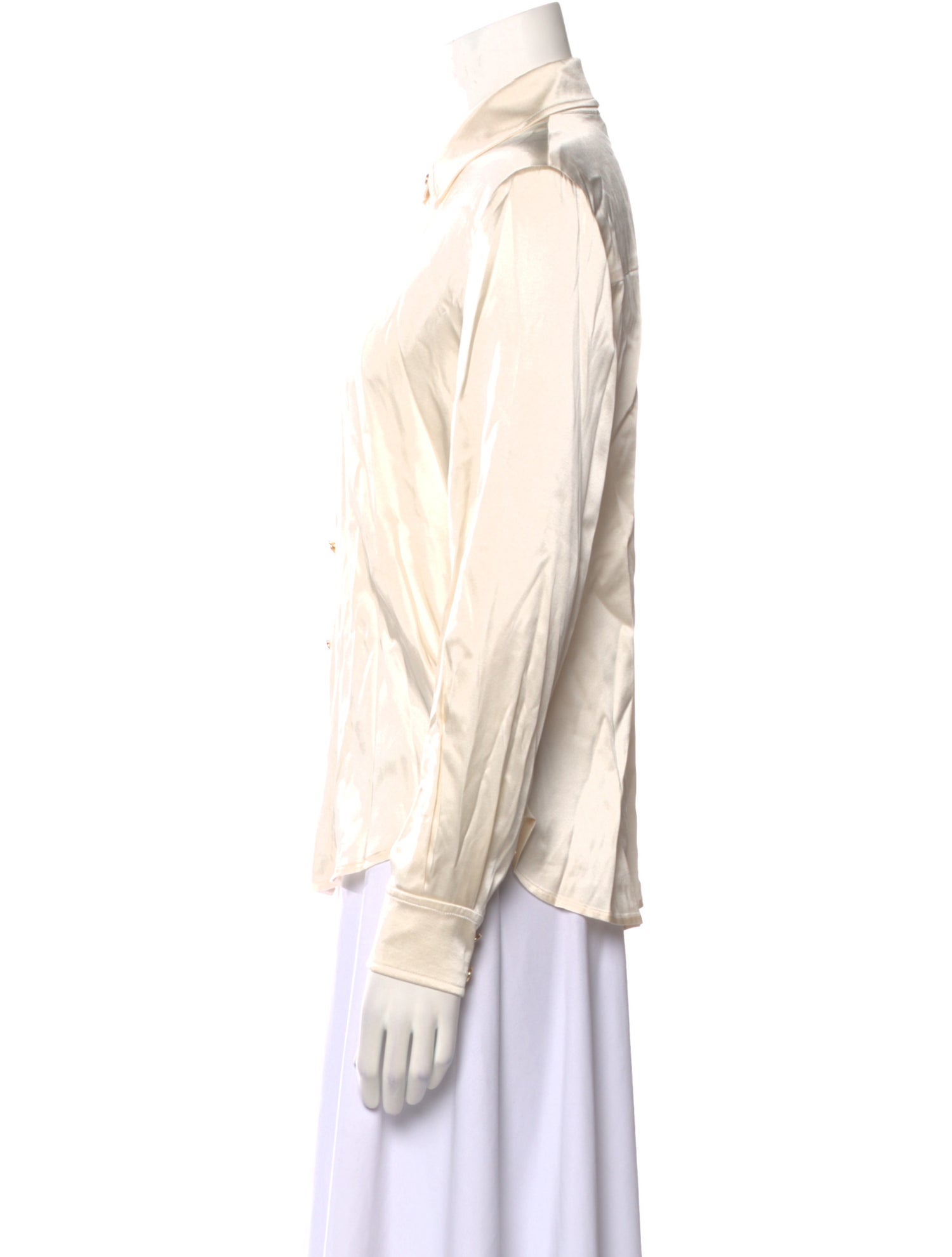 St. John Silk Long Sleeve Button-Up Top