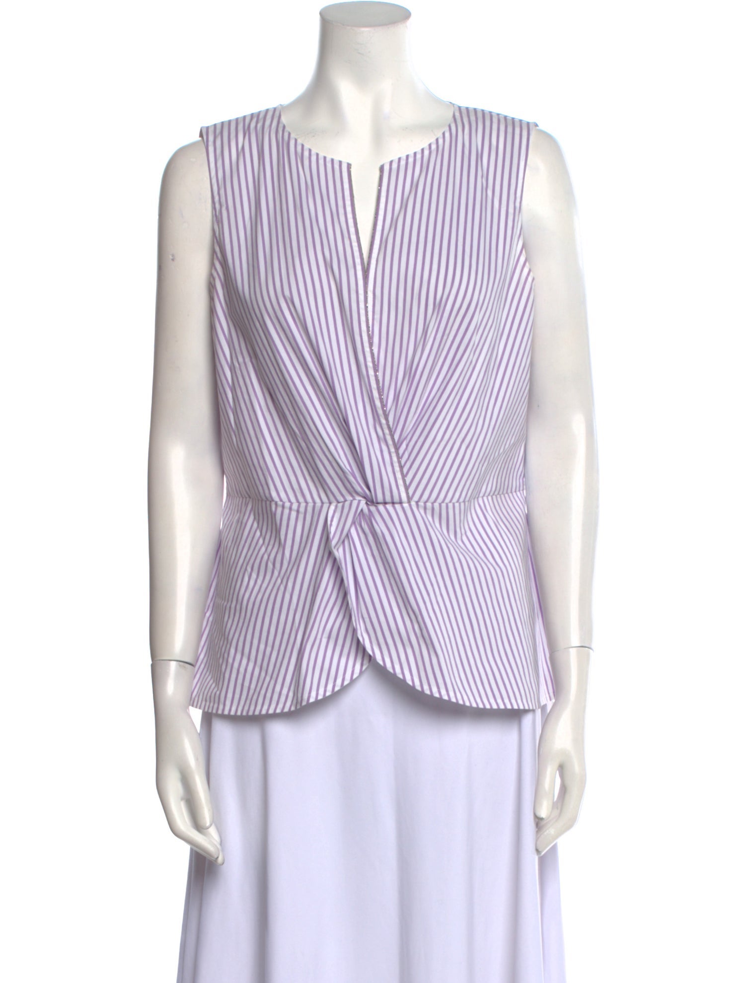 St. John Striped V-Neck Blouse