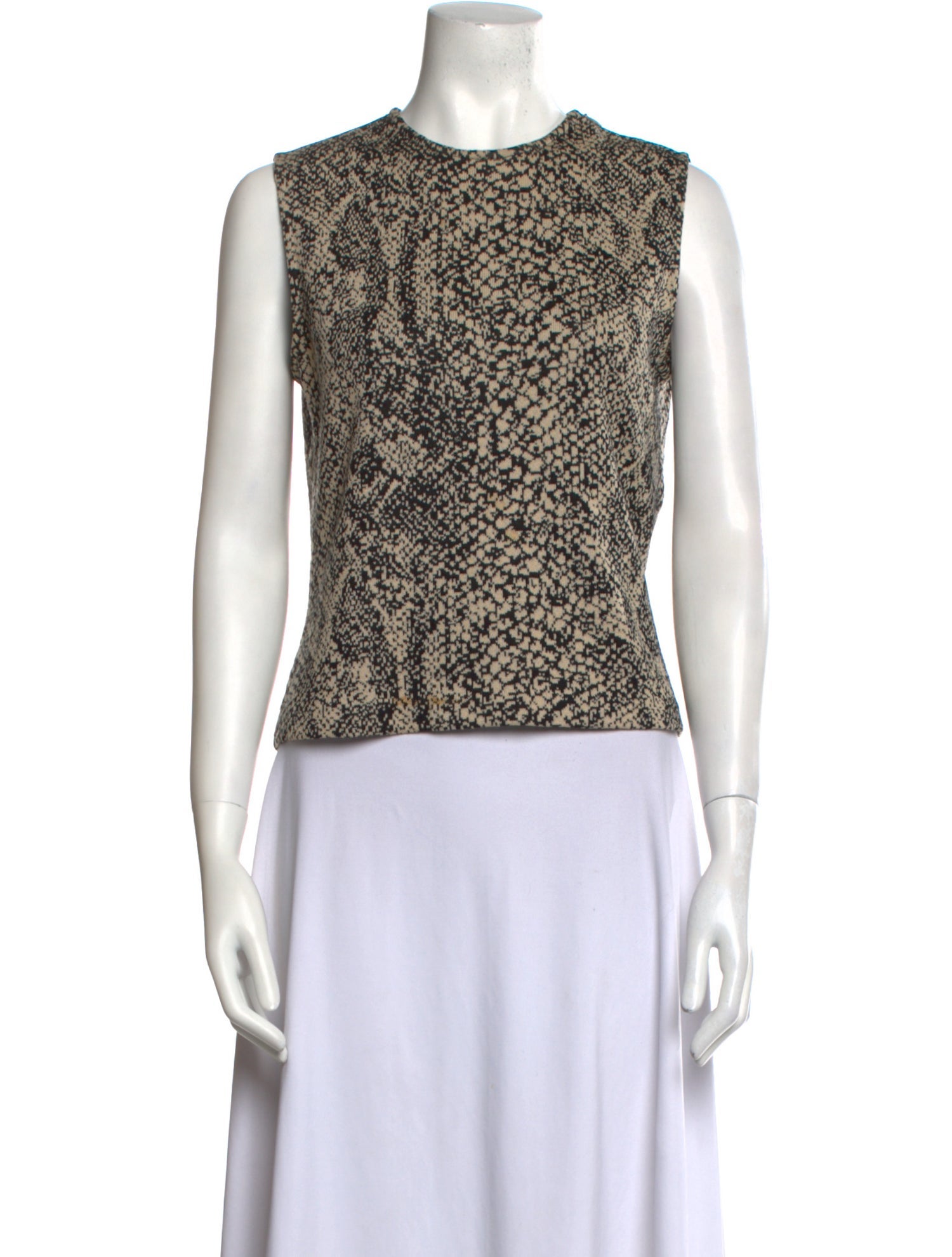 St. John Animal Print Crew Neck Top