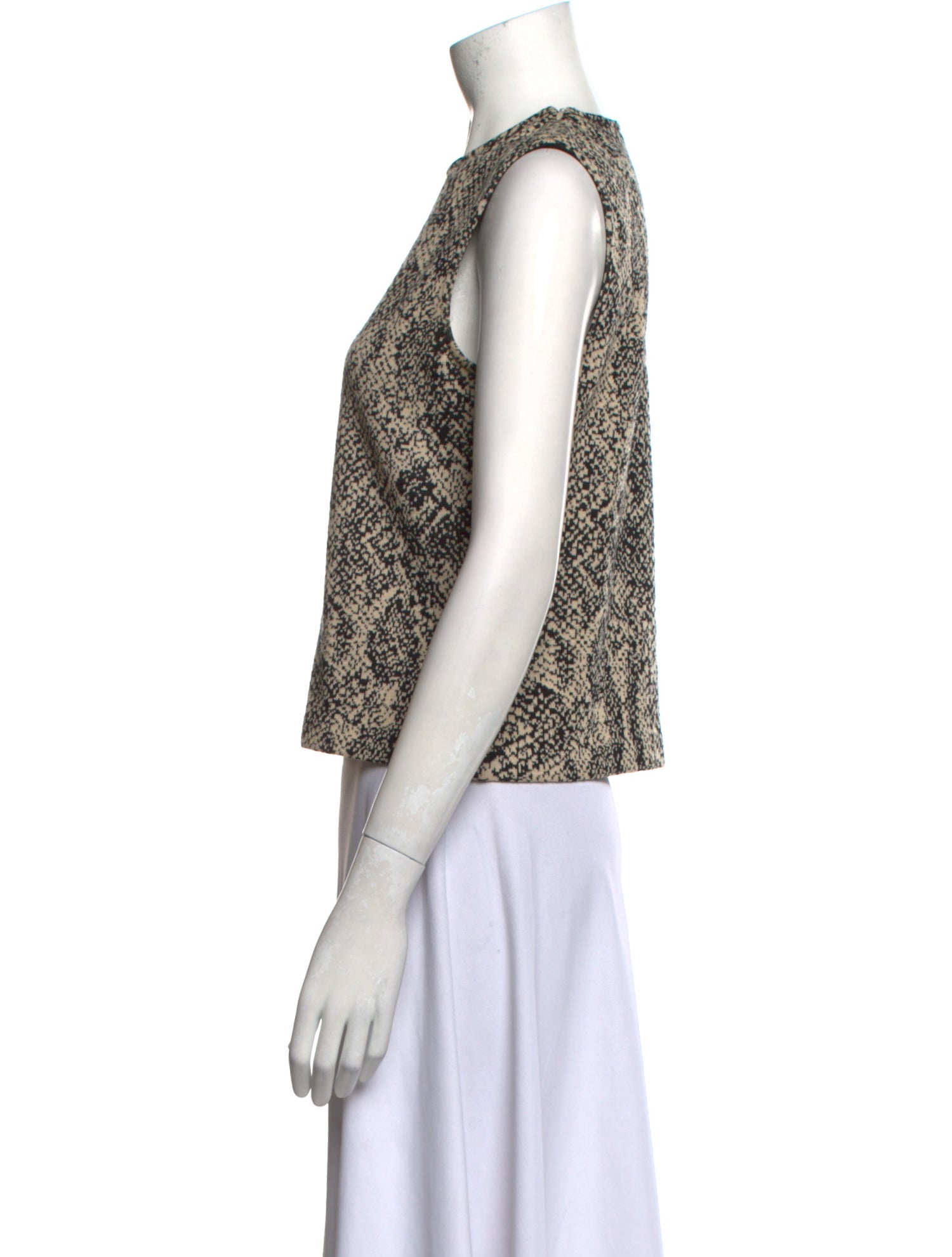 St. John Animal Print Crew Neck Top