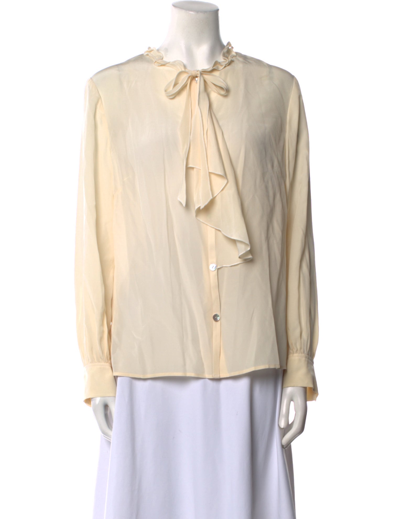 St. John Silk Tie Neck Blouse