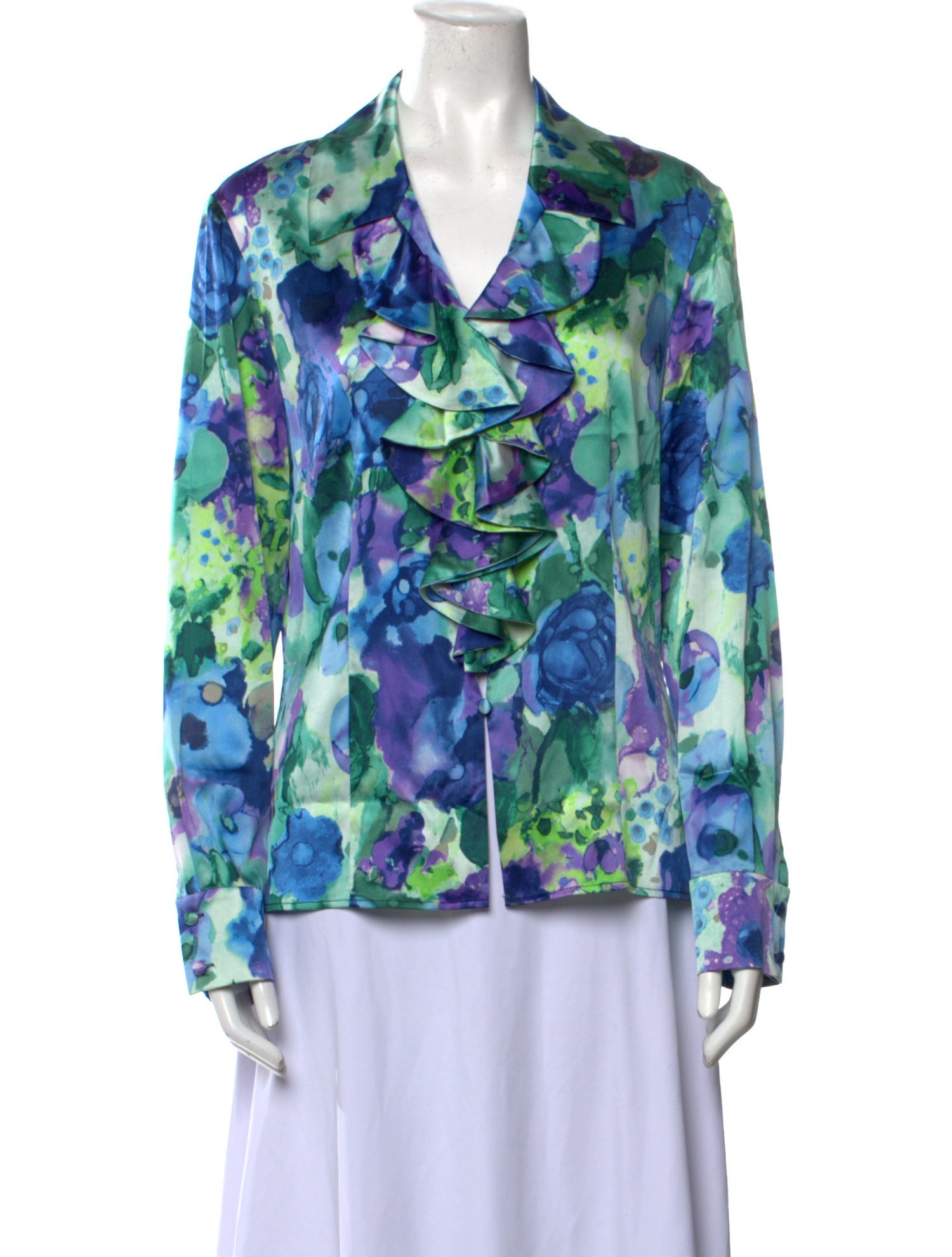St. John Silk Floral Print Blouse w/ Tags