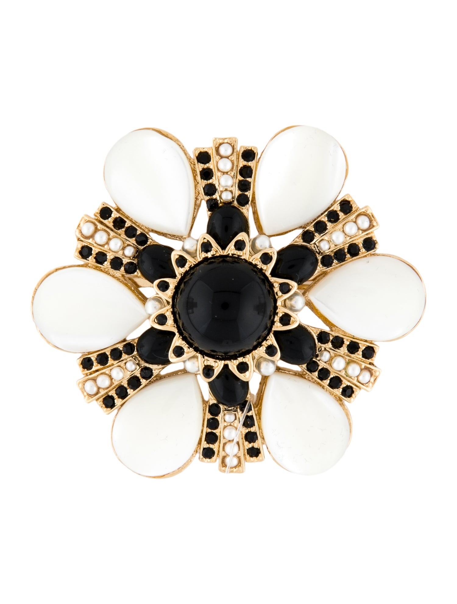 St. John Mother of Pearl, Resin & Faux Pearl Pin Brooch