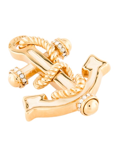 St. John Crystal & Enamel Anchor Pin Brooch